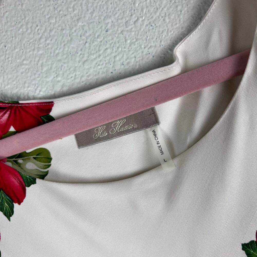 Hilo Hattie Cream Hawaiian Floral Silk Midi Dress Size L NWT - Picture 5 of 7